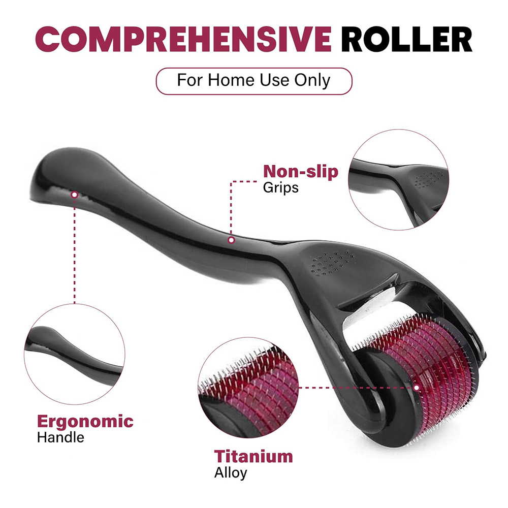 Derma Roller 0.5mm (Black) For Hair Regrowth, Acne Scars, Wrinkles & Skin Rejuvenation